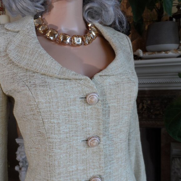 Moschino CheapandChic Yellow/Beige Tweed Skirt Suit Size US 8 - Picture 9 of 16